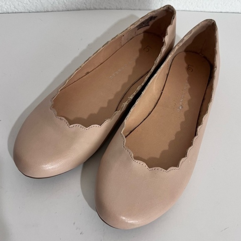 LC Lauren Conrad Giselle Blush Beige Scalloped Edge Ballet Flats Size 9
